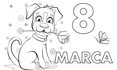 Kolorowanka uroczy piesek 8 marca